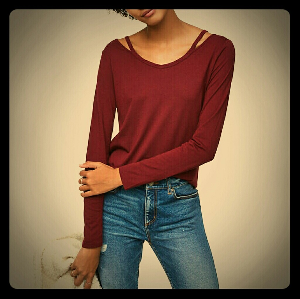 NWT! Loft Burgundy Long Sleeve Tee
